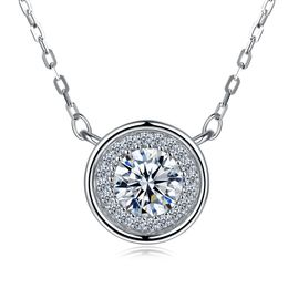 ZEMIOR Sterling Silver S925 Necklace For Women Minimalist Round Shiny Clear Cubic Zirconia Pendant Send Girlfriend Fine Jewellery Q0531