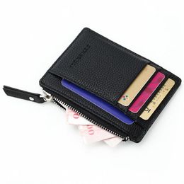 1 Pc Small Men Wallet Women Zipper Coin Pocket Ultra Thin Wallet Mini Leather Card Holders 8 Card Slots Purse 6 Colors