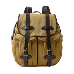 Backpack Oil Wax Canvas Men And Women Shoulder Bag Stitching Vegetable Tanned Leather Leisure High Quality Outdoor Hiking
