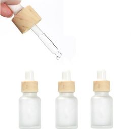 10ml 15ml 20ml 30ml 50ml Frosted Glass Dropper Bottles Essential Oil Bottles with Imitated Wooden Lids