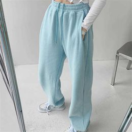 Harajuku Wide Leg Pants Pantalon Femme Loose Solid Streetwear High Waist Sweatpants Women Trousers Drawstring Casual Pants Q4576 Q0801