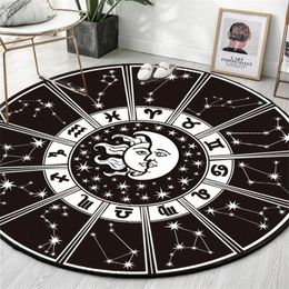 Round Carpet Constellation Astrolabe Printed Soft Carpets for Living Room Anti-slip Rug Chair Floor Mat for Home Decor Kids Room 210317