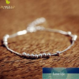 Flyleaf 925 Sterling Silver Box Chain Beaded Bracelets For Women Simple Style Femme Prevent Allergy Sterling-silver-jewelry