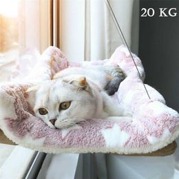 Cute Cat Hanging Beds Comfortable Sunny Window Seat Mount Bearing 20kg Strong s Hammock Bed Shelf For s 211111