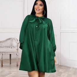 Long Sleeve Dresses Plus Size Women Spring Summer Fashion Knee Length Casual Loose Oversized African Gowns Drop 210527