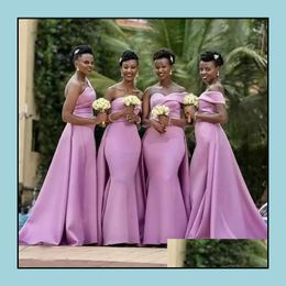 lilac formal dresses Australia - Bridesmaid Dress Bridesmaids Formal Dresses Wedding Party Events African Women Mermaid Lilac Satin Long One Shoder Maid Of Honor Prom Ev