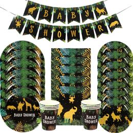 Disposable Dinnerware Wild One Theme Party Decoration Tableware Jungle Safari Baby Shower Happy Birthday Decorations Kids