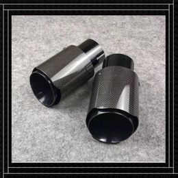 stainless steel car grills Canada - One Piece High quality Stainless Steel Nozzle Grilled black Glossy Muffler tailpipe Fit for all cars Carbon fiber Exhaust tip