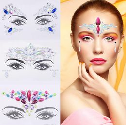 Face Jewely Gem Bling Temporary Tattoo Stickers Prom Party Decor Acrylic Crystal Sticker Body Art Decoration for Concert Rave Festival