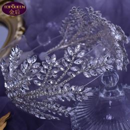 Luxury Diamond Leaf Wedding Tiara Baroque Crystal Bridal Headwear Crown Rhinestone with Wedding Jewellery Hair Accessories Diamond B236b