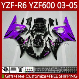 Purple Flames Body Kit For YAMAHA YZF-R6 YZF600 YZF R6 600CC 2003-2005 Cowling 95No.206 YZF R 6 YZFR6 03 04 05 Bodywork YZF-600 600 CC 2003 2004 2005 Motorcycle Fairing