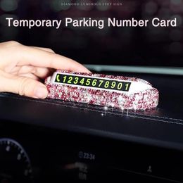 Interior Decorations Creative Rhinestone Car Temporary Parking Card Hideable Telephone Number Plate Car-Styling Accessories Woman Decoration