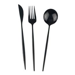 24 Piece Set 18/10 Stainless Steel Dinner Black Gold Cutlery Set Knife And Fork Spoon Cutlery Set Kitchen Party Present Wedding