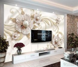 Wallpapers 3D Stereo Po Custom Wallpaper Mural Luxury Atmosphere European Jewelry Flower Background Home Decoration