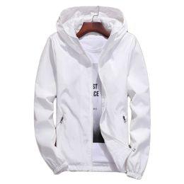 Jacket women white S-7XL plus size loose thin couple hooded tops spring autumn gray blue waterproof cargo coats LD1303