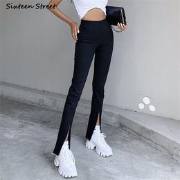 Straight Pants Woman Streetwear Split High Waisted Stretch Pants Female Bottom Spring Summer Hot Trousers Woman Dropshipping Q0801