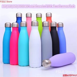 350/500/750/1000ml Double Wall Stainles Steel Water Bottle Thermos Keep and Cold Insulated Vacuum Flask for Sport 211122