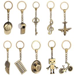 New Retro Pendant Accessories Exquisite Cowboy Hat Abacus Airplane Robot Whistle Bicycle Pendant Keychain G1019