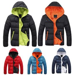 Winter Fashion Plus Size Jacket Mens Solid Parkas Streetwear Hood Thick Quilted Jacket Puffer Bubble Coat Men Clothes