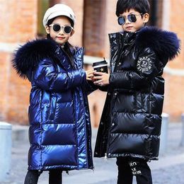 Teenager Autumn Winter Jackets Boys Girls Fashion Hooded Parkas Kids Waterproof Outwear Warm Thicken Cotton Lined Child Clothing 211027