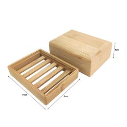 Durable Toilet Supplies Soap Tray Holder Storage Natural Bamboo Soap Dish Environmental Wooden Rack Cover Plate Box Container For Bathroom