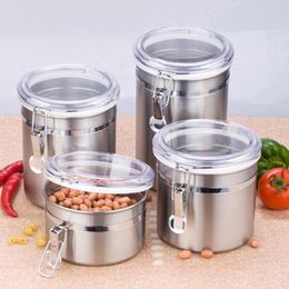 tea coffee storage containers UK - Storage Bottles & Jars Airtight Stainless Steel Jar Canister Coffee Flour Sugar Tea Container Holder Fresh-keeping Candy Milk Powder Box