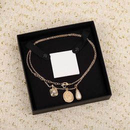 Charm pendant necklace with drop shape white shell diamond for women wedding jewelry gift have box stamp PS3260