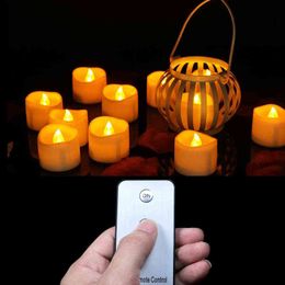 Pack of 6 or 12 Warm White Battery Candles With Remote, Battery Operated Candles Flicker Flameless Tea Lights,Electric Candles Y211229