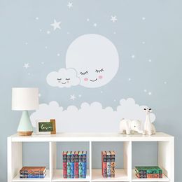 Moon stars Wall Decal Cloud Nursery Wall Stickers For kids Room Decal Nursery Wall Sticker girls decorative vinyl babies T180838 210308