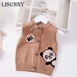 Autumn Spring Kids Boys Sweater Vest Children Clothing Cartoon Letter Coat Baby Cotton Top Toddler Boy Cardigan Vest 0-5y 211106