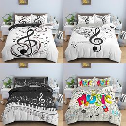 2/3pcs Bedding Set 3D Musical Note Letter Bed Sets Colourful Duvet Cover European Size King Queen Quilt Cover Comforter Cover 210309