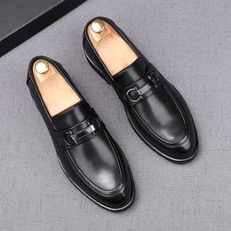 fashion casual leather shoes Italian Men's moccasin luxury soft brand comfortable Lefu Dress Wedding Party Loafers H16