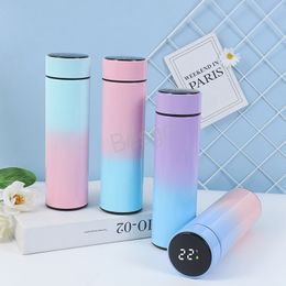 LED Stainless Steel Thermos Cup Gradient Colour Keep Warm Water Bottles Temperature Display Outdoor Sports Smart Insulation Mug BH5499 WLY