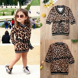 2019 baby girl spring Leopard dress Cotton kids clothes girls long sleeve princess dresses for children costume Q0716