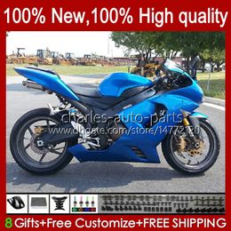 Motorcycle Bodywork For KAWASAKI NINJA ZX-6R ZX 6R 600CC 6 R ZX636 2005 2006 Body 7No.114 ZX 636 ZX-600 ZX600C ZX-636 600 CC 05-06 ZX600 ZX6R 05 06 OEM Fairing Kit stock blue