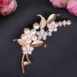 Korean Fashion Silver Plated Wedding Brooches Jewelry Simulated Pearl Brooch Flower Collar Crystal Hijab Pins Fashion Jewelry