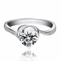 Wedding Rings Prom Gifts White Zircon Silver Colour Women Promise Ring Size 6 7 8 9 HERR0059