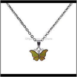 & Pendants Colour Changing Necklace Cute Temperature Sensing Butterfly Pendant Women Necklaces Fashion Jewellery Will And Sandy Drop Delivery 2