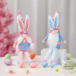 Easter Bunny Ears Spring Gnomes Xmas Swedish Tomte Handmade Plush Doll Long Legs Holiday Home Decoration Kids Gift RRF11607