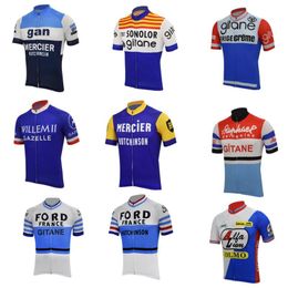 Racing Jackets 10 Retro France Cycling Jersey Short Sleeve Summer Pink Blue White Bike Wear Clothing Bicycle Clothes Braetan