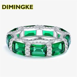 DIMINGKE 5*7MM Emerald Silver Ring 100%-S925 Sterling Fine Jewellery Wedding Party Anniversary Gift 211217