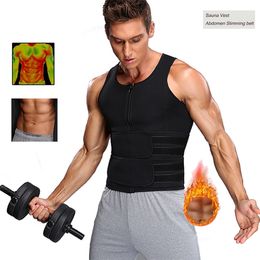Men waist support sauna vest sweating waistbands for workout body shaper abdomen trainer slimming top