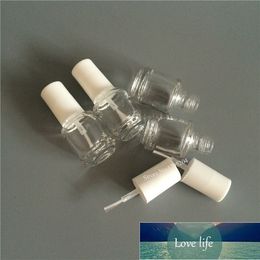 10pcs/lot Glass Nail Oil Package With White Lids Polish 5ml Empty Round Nail Polish Bottles And Small Brush Nail Art Container