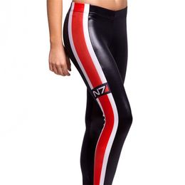 4XL American Design Women Galaxy Leggings Red Striped Printed Style Pants Black Milk Punk Cool Slim Leggins 210925