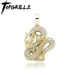 TOPGRILLZ Ice Sculpture Pendant Necklace With Tennis Chain Iced Out Cubic Zirconia Hip Hop Fashion Charm Gift Men Women X0707