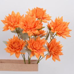 Decorative Flowers & Wreaths 3 Heads Simulation Dahlia Home Wedding Banquet Decoration Holiday Party Realistic Fake Flower