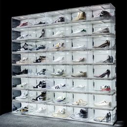 New Sound Control LED Light clear Shoes Box Sneakers Storage Anti-oxidation Organiser Shoe Wall Collection Display