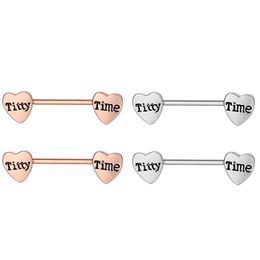 YYJFF D1003 Heart Nipple Ring Copper Titty Time 14 GA 16 mm Length