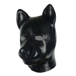 ! 3D mould Latex rubber fetish animal mask with zipper puppy slave dog solid nose BDSM hood