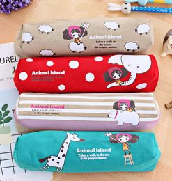 Cartoon Animal Cute Pencil Case canvas Pencil Bag School Student Large Capacity Stationery Box Organiser Bag Gift For Kid